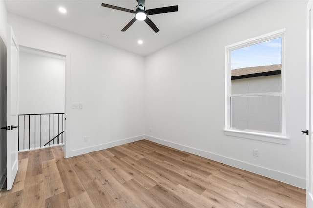 2828 Rochester St, Dallas, TX 75215 - spare room featuring ceiling fan, light wood-style floors, and recessed lighting