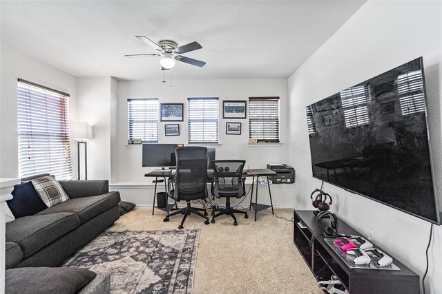 9507 Tallow Berry Dr, Dallas, TX 75249 - home office featuring carpet flooring and ceiling fan
