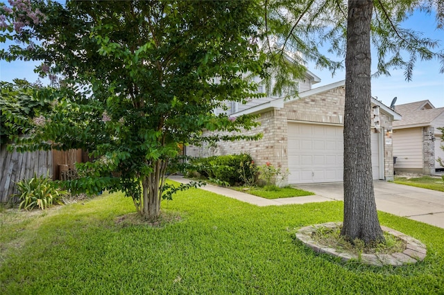 9507 Tallow Berry Dr, Dallas, TX 75249 - obstructed view of property featuring driveway, an attached garage, and brick siding