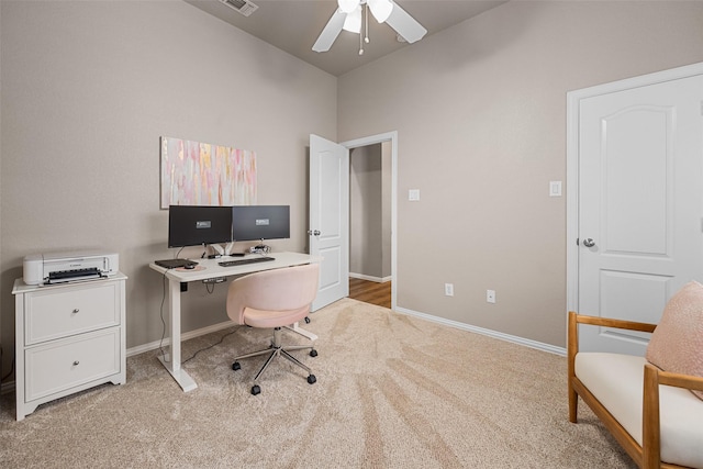 5520 Plata Ln, Benbrook, TX 76126 - office with ceiling fan and carpet floors