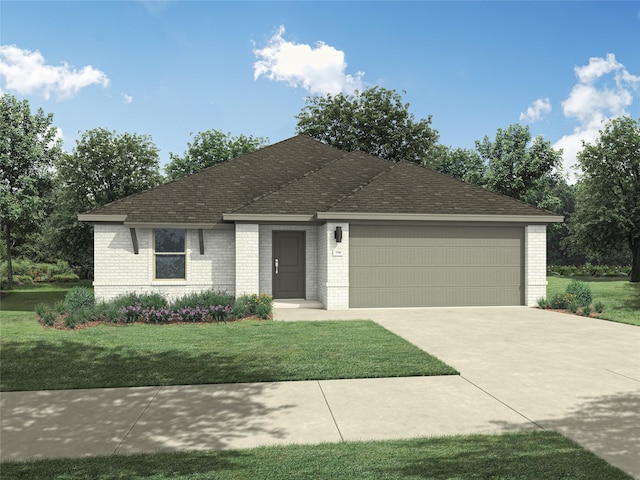 1113 Little Hills Way, Lavon, TX 75166 - view of front facade with brick siding, a front lawn, and a garage