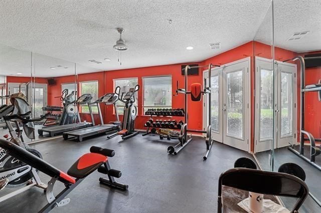 1704 Baird Farm Cir Unit 4104, Arlington, TX 76006 - gym with plenty of natural light and a textured ceiling