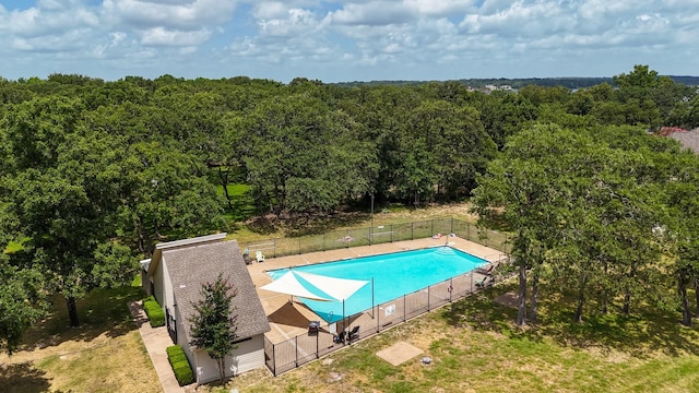 7720 Angelina Dr, Athens, TX 75752 - view of swimming pool with a forest view