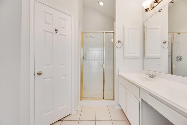 1647 Ash Ln, Corinth, TX 76210 - bathroom featuring vanity, a shower stall, and tile patterned flooring