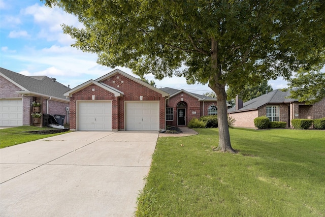 1647 Ash Ln, Corinth, TX 76210 - view of front of house featuring an attached garage, driveway, brick siding, and a front lawn