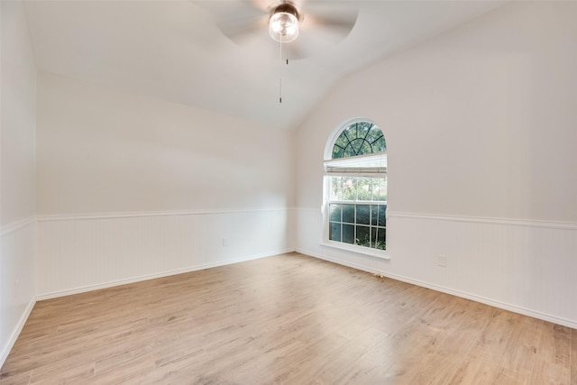 1647 Ash Ln, Corinth, TX 76210 - empty room featuring wood finished floors, a ceiling fan, and lofted ceiling