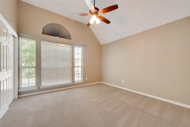 4105 Williams Ct, Grapevine, TX 76051 - unfurnished room with a ceiling fan, carpet, and vaulted ceiling