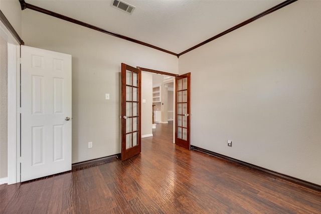 4105 Williams Ct, Grapevine, TX 76051 - empty room featuring french doors, ornamental molding, and wood finished floors