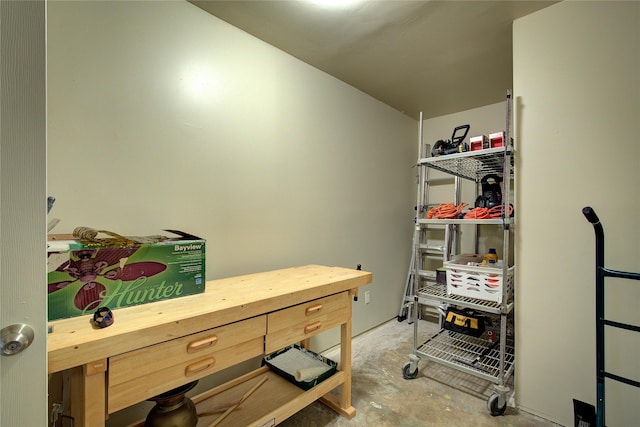 5610 Christie Ln, Garland, TX 75044 - miscellaneous room featuring unfinished concrete floors