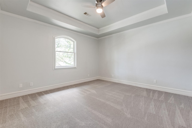 4421 Caruth Blvd, Dallas, TX 75225 - unfurnished room featuring a raised ceiling, ceiling fan, carpet floors, and ornamental molding