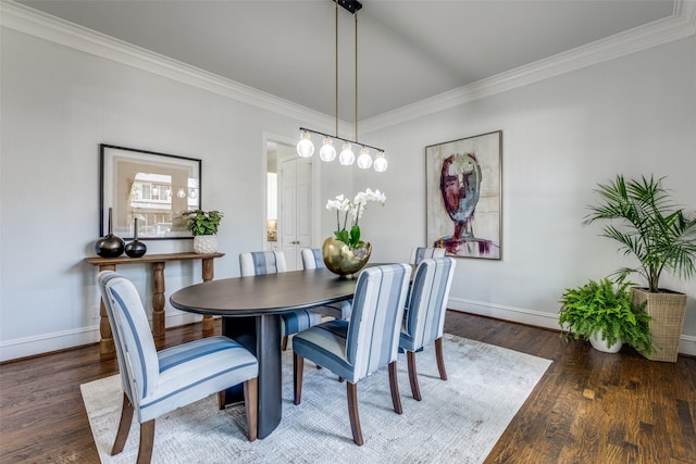 4421 Caruth Blvd, Dallas, TX 75225 - dining space featuring crown molding and wood finished floors