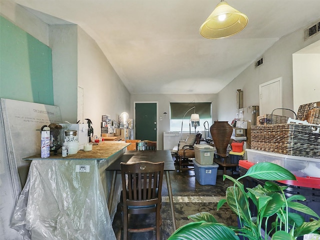 2407 Towerwood Dr, Carrollton, TX 75006 - kitchen featuring vaulted ceiling