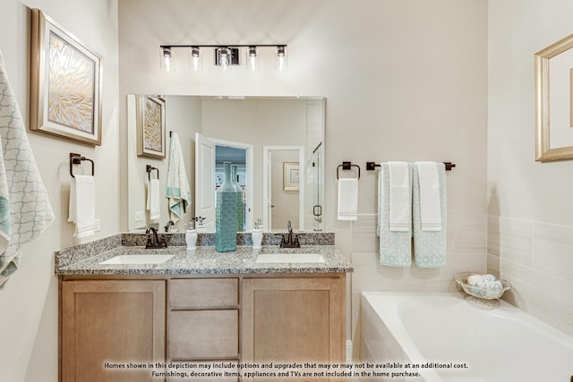 209 Dove Haven Dr, Wylie, TX 75098 - full bathroom with a garden tub and double vanity