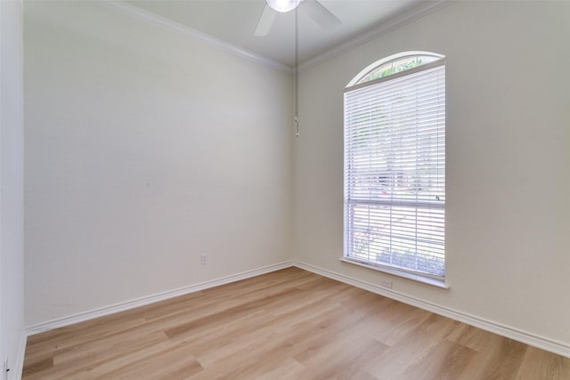 661 Raintree Cir, Coppell, TX 75019 - empty room with light wood-style flooring, crown molding, and ceiling fan