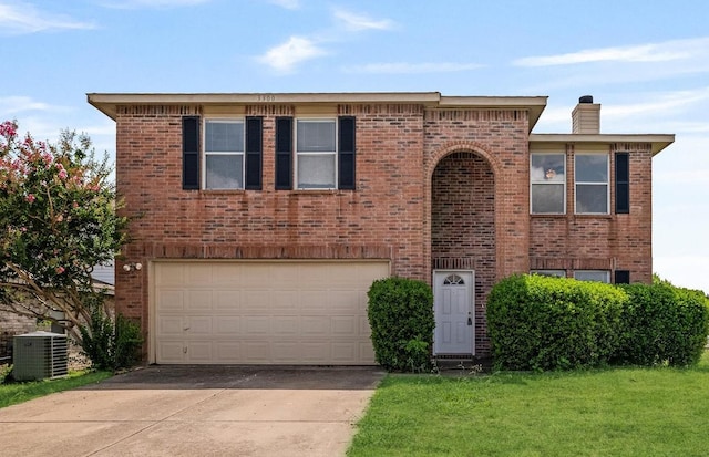 3300 Jacobs Dr, Mckinney, TX 75070 - view of front of property featuring brick siding, concrete driveway, a garage, and a chimney
