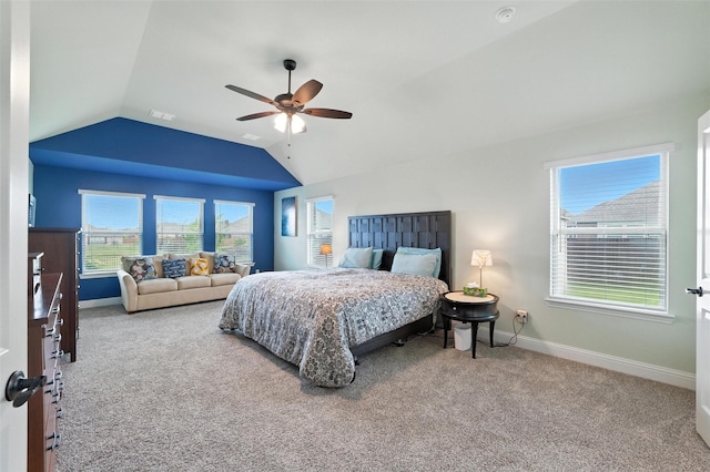 2605 Geer Ln, Mansfield, TX 76063 - carpeted bedroom featuring lofted ceiling and a ceiling fan