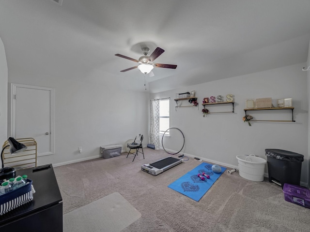 2460 Open Range Dr, Fort Worth, TX 76177 - exercise room with carpet floors and ceiling fan