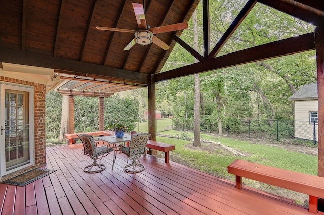 836 Nueces Trl, Midlothian, TX 76065 - deck featuring a ceiling fan and outdoor dining space