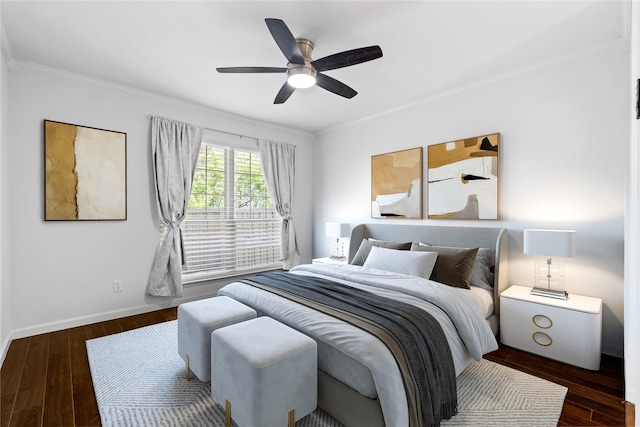 350 W Harwood Rd Unit A, Hurst, TX 76054 - bedroom with crown molding, wood finished floors, and a ceiling fan
