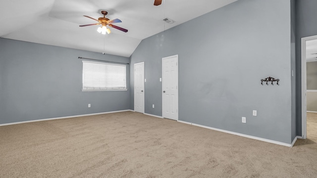 5613 Buttercup Ln, Mckinney, TX 75070 - unfurnished bedroom featuring vaulted ceiling, carpet, ceiling fan, and multiple closets