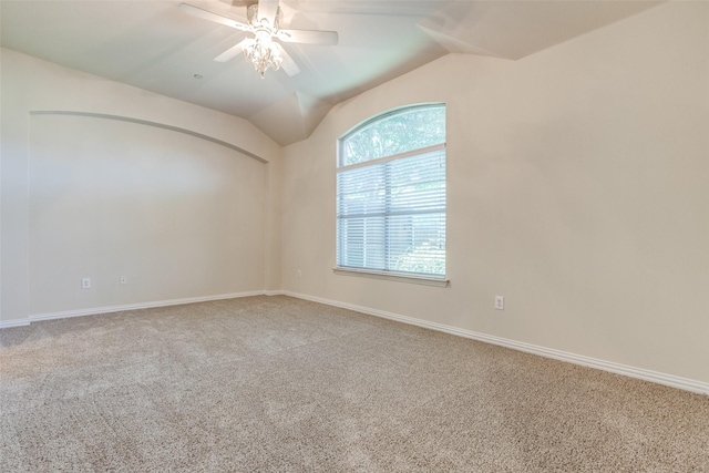 2836 Fordham Rd, Plano, TX 75025 - carpeted spare room featuring ceiling fan and lofted ceiling