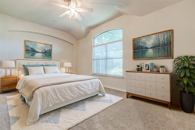 2836 Fordham Rd, Plano, TX 75025 - carpeted bedroom featuring vaulted ceiling and a ceiling fan