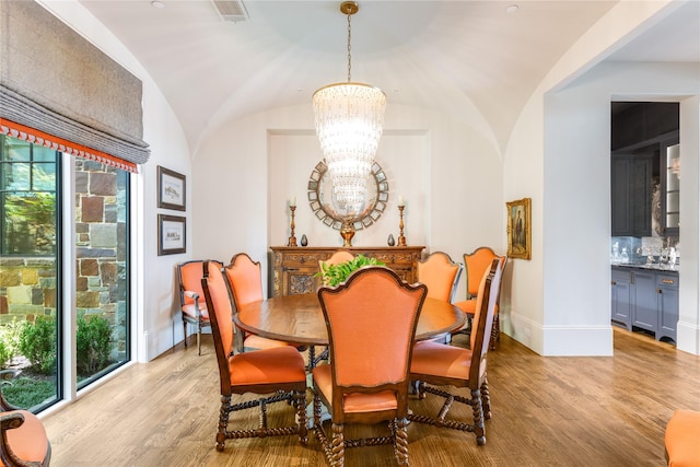 2307 Cedar Elm Ter, Westlake, TX 76262 - dining room featuring a chandelier, light wood-style floors, and lofted ceiling