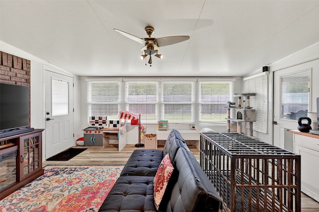 218 Bryant St, Pottsboro, TX 75076 - living area featuring wood finished floors and ceiling fan