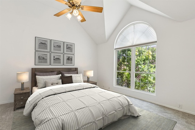 10412 Harris Ct, Irving, TX 75063 - bedroom featuring carpet floors, lofted ceiling, and ceiling fan