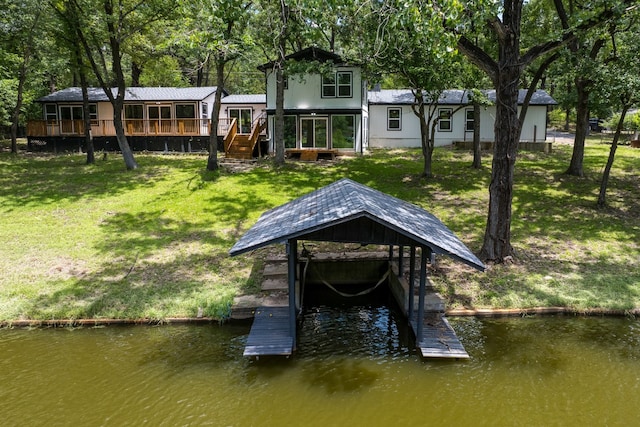 2155 Hickory Trce, Mabank, TX 75156 - dock area featuring a yard and a deck with water view