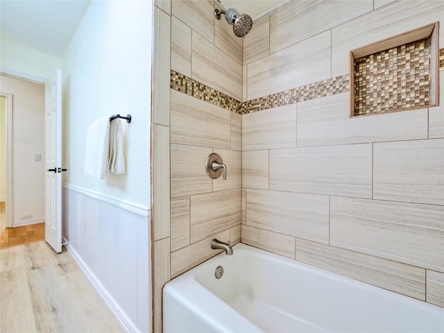 2219 Timberwood, Carrollton, TX 75006 - full bathroom with wood finished floors and bathing tub / shower combination