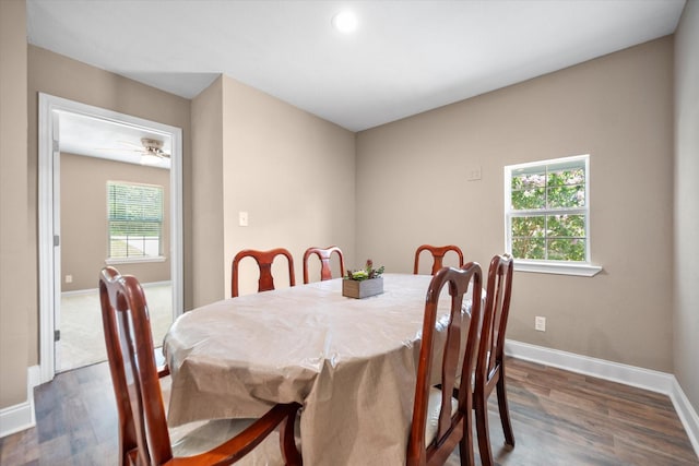 336 Arrowhead St, Fort Worth, TX 76108 - dining space featuring dark wood-style flooring, a ceiling fan, and recessed lighting