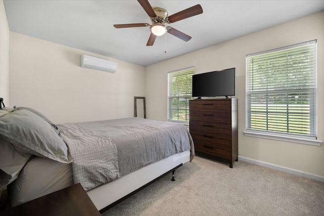 336 Arrowhead St, Fort Worth, TX 76108 - bedroom featuring a wall mounted air conditioner, carpet, and a ceiling fan