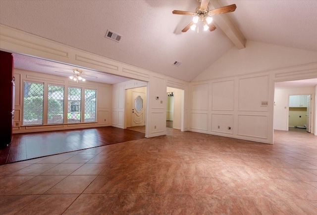 1115 Shady Oak Trl, Mansfield, TX 76063 - unfurnished living room with a decorative wall, a ceiling fan, and tile patterned flooring