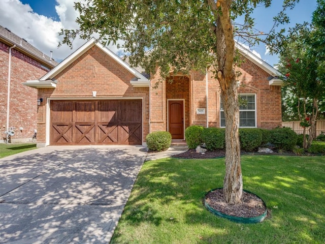 7425 Ty Cir, Mckinney, TX 75072 - traditional home featuring brick siding, concrete driveway, a garage, and a front yard