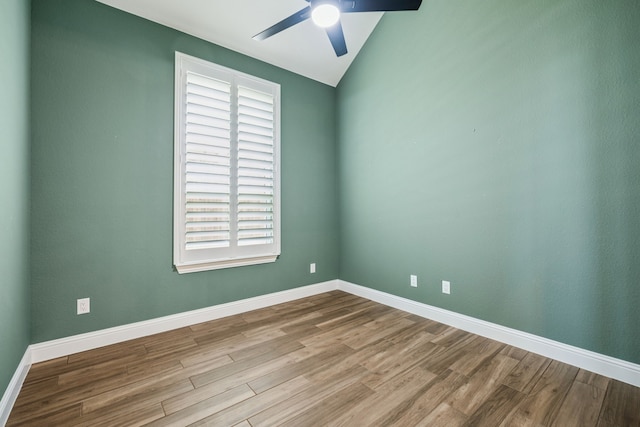 1713 Purple Thistle Ln, Fort Worth, TX 76008 - spare room featuring ceiling fan, wood finished floors, and lofted ceiling