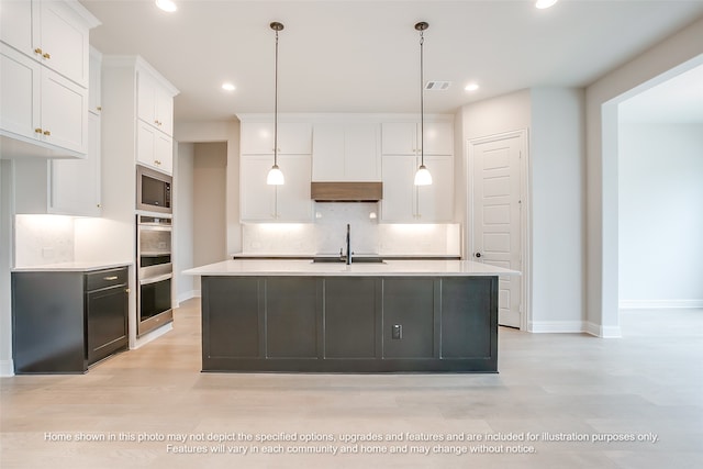 230 Olson Rd, Waxahachie, TX 75167 - kitchen with appliances with stainless steel finishes, decorative backsplash, light countertops, white cabinets, and recessed lighting
