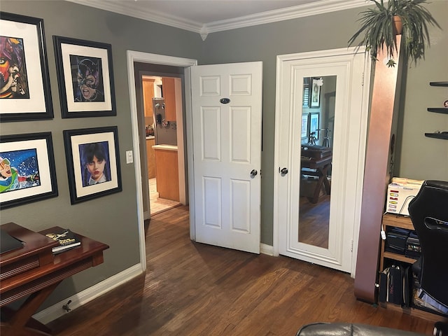 625 N Bailey Ave, Fort Worth, TX 76107 - home office with dark wood finished floors and ornamental molding