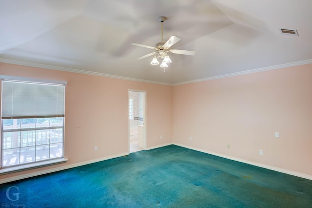 8 Sterling Ranch Rd N, Haughton, LA 71037 - spare room with a ceiling fan, carpet, and crown molding