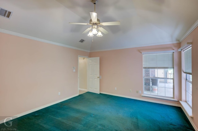8 Sterling Ranch Rd N, Haughton, LA 71037 - carpeted empty room with ornamental molding and ceiling fan