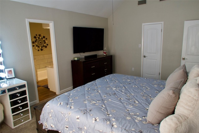 4420 Foxfire Way, Fort Worth, TX 76133 - bedroom with lofted ceiling, ensuite bathroom, and carpet flooring