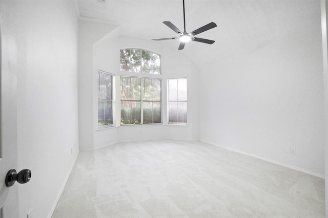 401 Wolverley Ln, Allen, TX 75002 - spare room featuring carpet, ceiling fan, and lofted ceiling