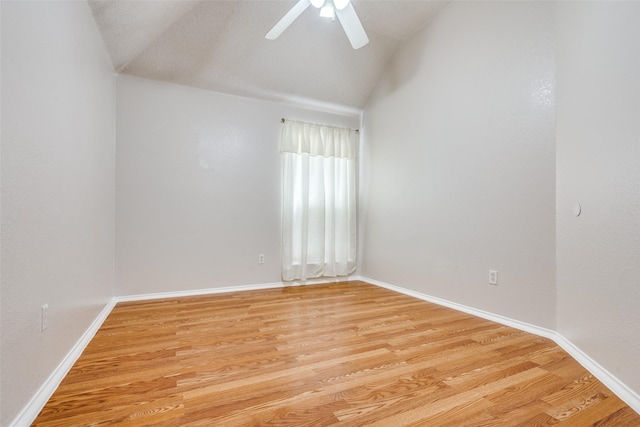 7012 Hillshire Ln, Sachse, TX 75048 - empty room featuring vaulted ceiling, light wood-type flooring, and a ceiling fan