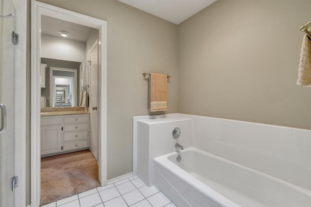 2815 Whisperwood Trl, Dalworthington Gardens, TX 76016 - full bathroom with vanity, a garden tub, and tile patterned floors