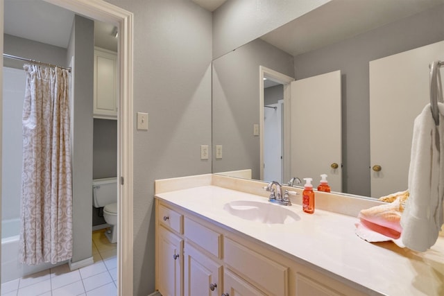 2815 Whisperwood Trl, Dalworthington Gardens, TX 76016 - bathroom featuring vanity, tile patterned flooring, and shower / bath combination with curtain