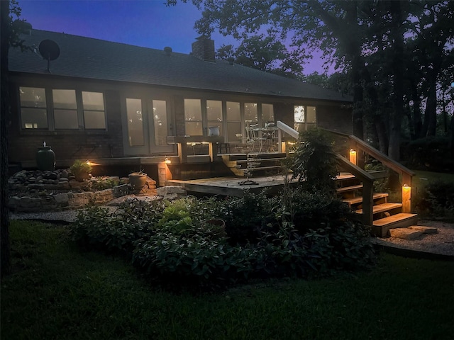 2815 Whisperwood Trl, Dalworthington Gardens, TX 76016 - back of property featuring stairway and a chimney