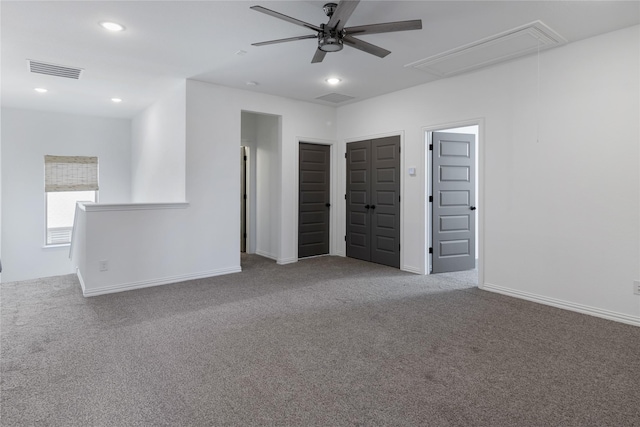 1604 Berry Ridge Trl, Aubrey, TX 76227 - spare room featuring attic access, ceiling fan, carpet floors, and recessed lighting