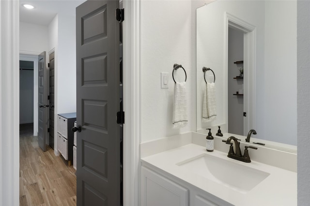 1604 Berry Ridge Trl, Aubrey, TX 76227 - bathroom with vanity and wood finished floors