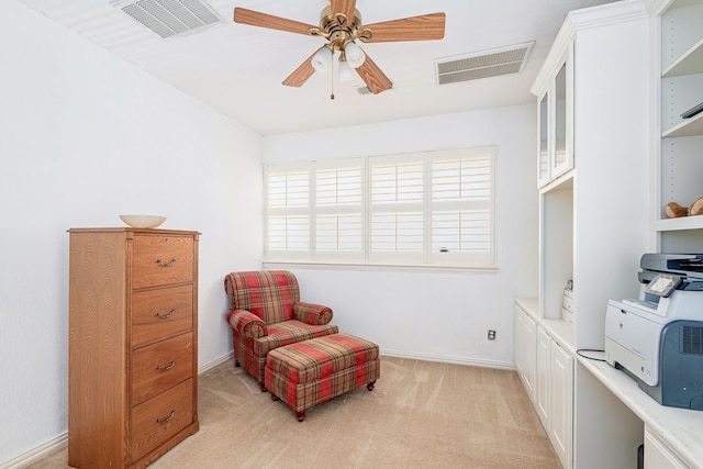 11116 Elizabeth Ave, Frisco, TX 75035 - sitting room featuring a ceiling fan and light carpet