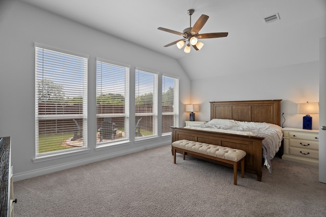 3700 Blue Stream Dr, Little Elm, TX 75068 - bedroom with lofted ceiling, carpet flooring, and a ceiling fan
